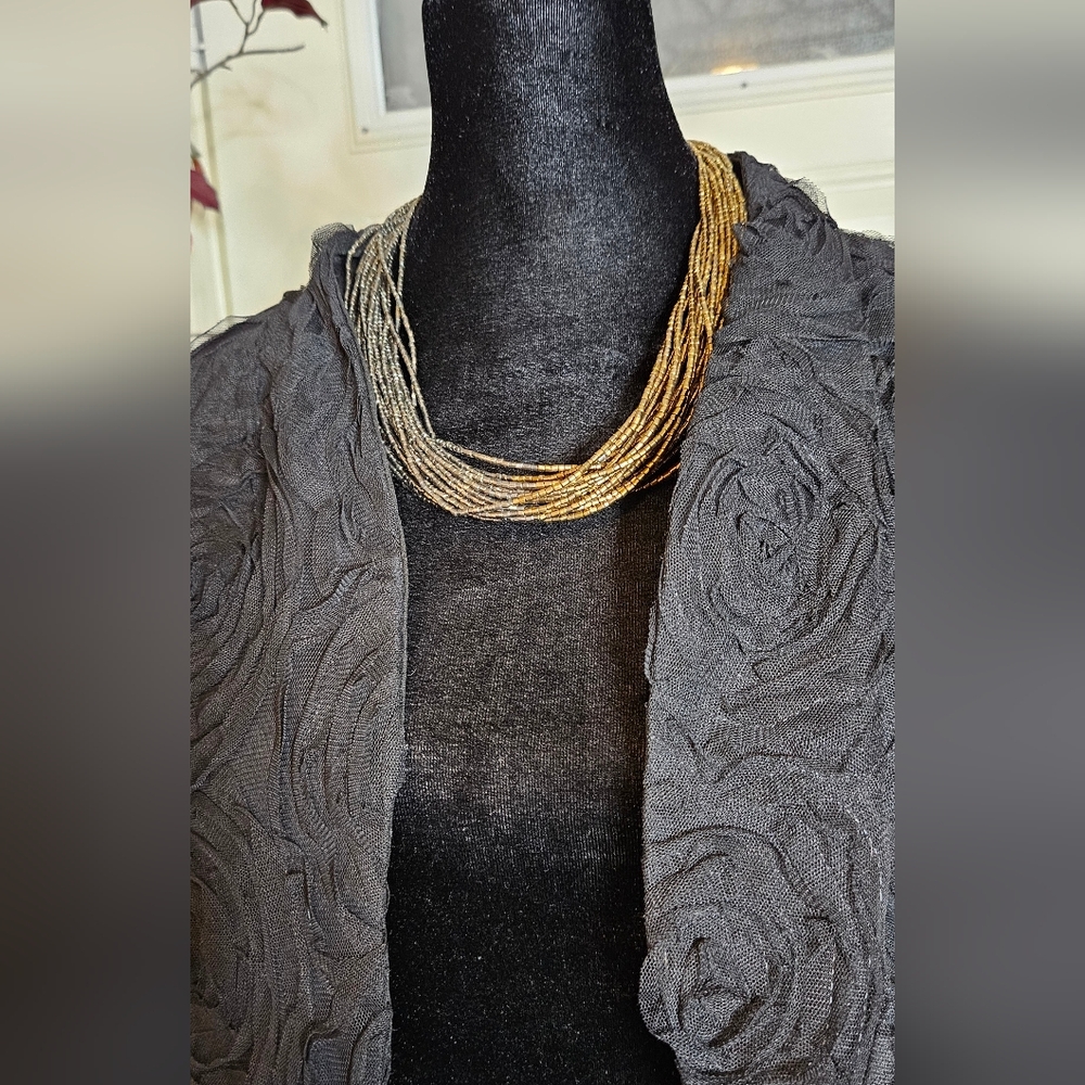New Multistrand Sparkle Necklace | Two-Tone Gold & Silver Seed Bead Collar
